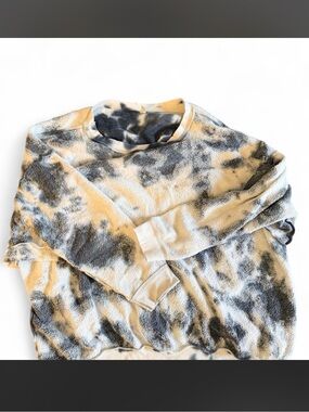 Free People Intimately Sherpa Tie-Dye Crewneck in White and Gray